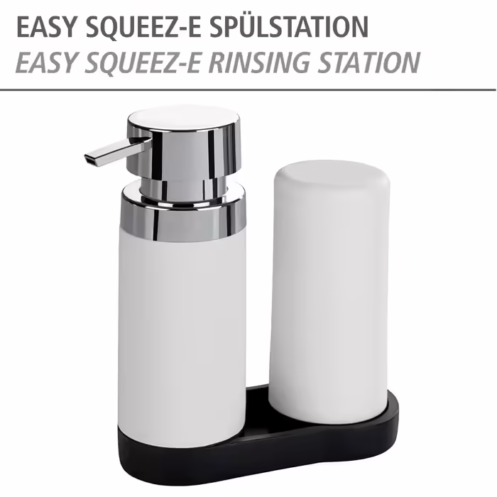 WENKO Easy Squeez-e Dish Station White, Soap and Dish Soap Dispenser, 0.25 l