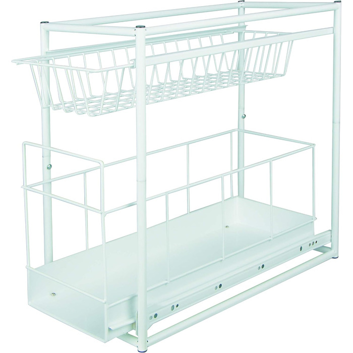 International Household Telescope Drawer - Kitchen Cabinet Drawer for Kitchen Cabinets from 30 cm Width, Storage Basket Drawer Installation, Telescope Basket for Kitchen Cabinet, made of Metal (white)