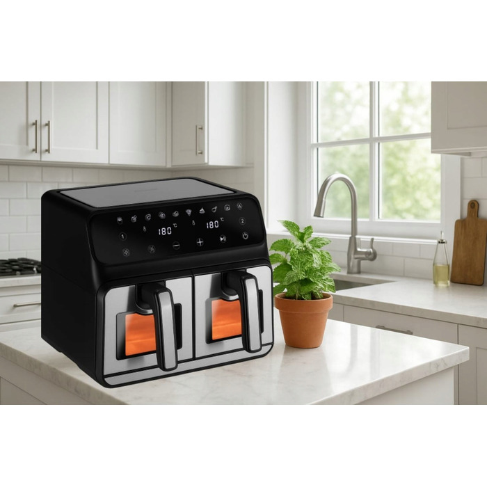 Аерофритюрниця AirDweller ADTJF2 2400 Вт, 9 л, чорно-срібляста