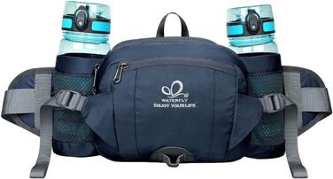 Водонепроникна поясна сумка Waterfly з відділенням для пляшки, регульованим ременем, кишенею для телефону, для хандрінігу, піших прогулянок, подорожей та кемпінгу (Темно-синій)