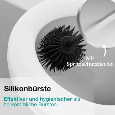 Набір щіток для унітазу Hovea 2 шт. на стіну, чорний колір - силікон та метал, без свердління, кріплення на стікер або шуруп, власник для щітки WC3620 (метал)