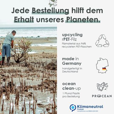 Килимок для столу повстяний 80x40 см Easy and Green® (Німеччина) - мишка, офіс, еко-фетр, сірий