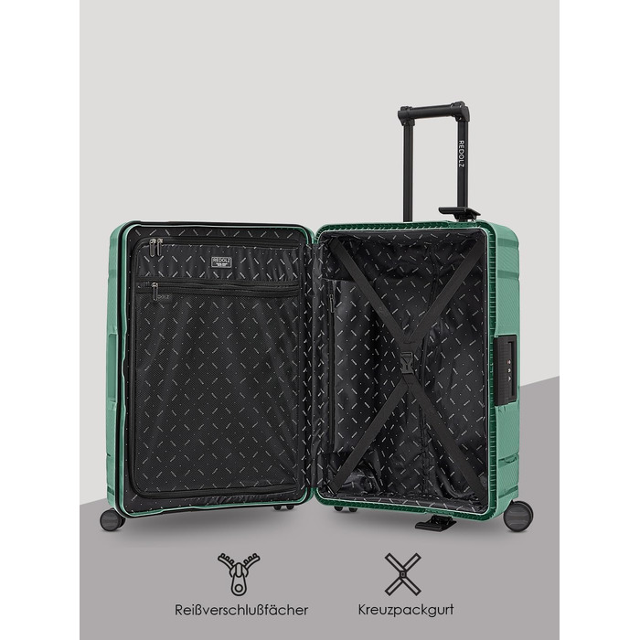 Набір валіз REDOLZ Hartschalen 3-х частинний з поліпропілену | 3-х точковий замок | TSA-замок | для жінок та чоловіків (Essentials 15) Sea Green