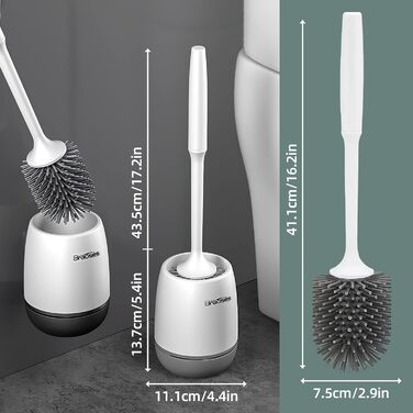 Набір для туалету з щіткою та тримачем: довга ручка, швидке висихання, настінний/підлоговий монтаж (білий та чорний)
