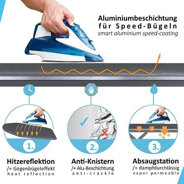 Чохол для прасувальної дошки з регулюванням, 120x40 см, сумісний з парогенераторами, розмір дошки 33–46x115–130 см, 100% бавовна