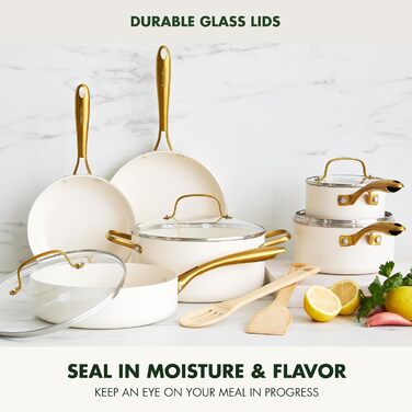 Набір посуду GreenPan Swift, 12 предметів, кремовий колір, керамічне антипригарне покриття, без PFAS та PFOA, нержавіюча сталь, для плити та духовки
