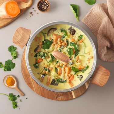 Набір посуду Tefal Cera Bright On 7 предметів: сковороди 20/24/28 см, каструля 16 см, каструля 24 см + кришки. Керамічне антипригарне покриття, алюмінієвий корпус (перероблений), індикатор нагріву Thermo Signal, для всіх типів плит, Бежево-сріблястий