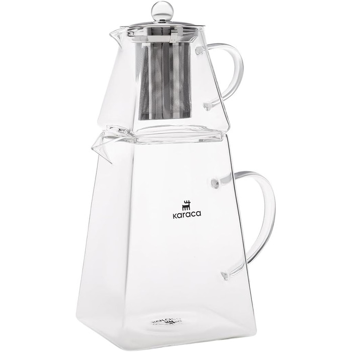 Karaca Dora Teapot, 4.5 L Teapot, 1.8 L Kettle, suitable for gas and electric cooktops, Teapot, Turkish teapot (cezve), and Teapot Set, Teapot (not induction compatible), (M, Giza Glass)