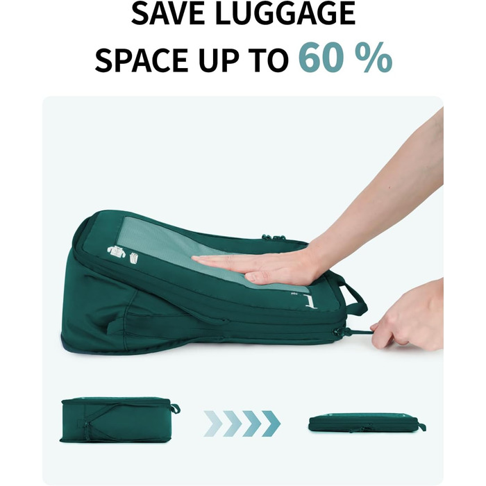 ECOHUB Набір органайзерів для валізи (5 шт.) - Компресійні куби для пакування, темно-зелений
