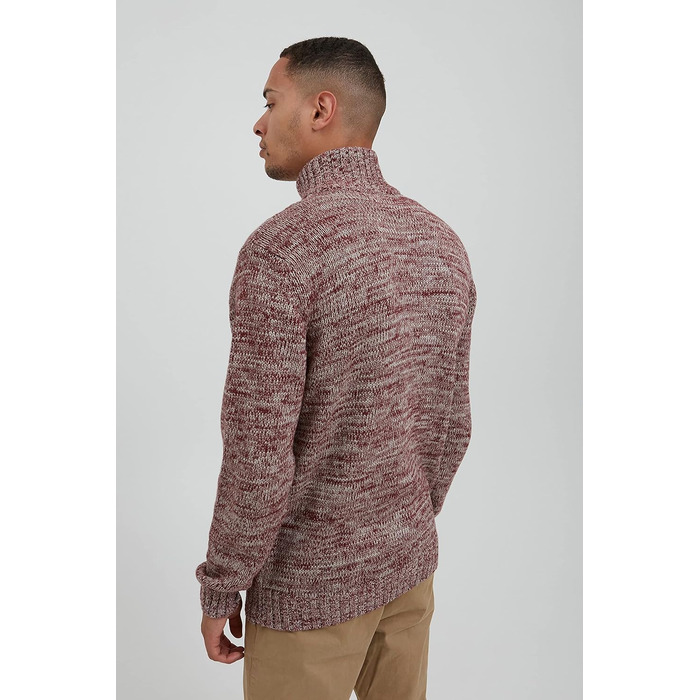 Чоловічий кардиган SDPomeroy з грубого в'язання, з високим коміром, на блискавці, 100% бавовна, Regular fit (3XL, Бордово-червоний)