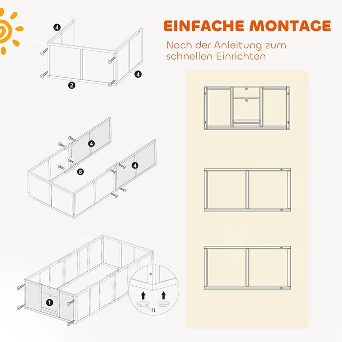 Кія для цуценят PawHut: вольєр-забіг для собак з регульованою дверцятами, білий, 196x96x48 см