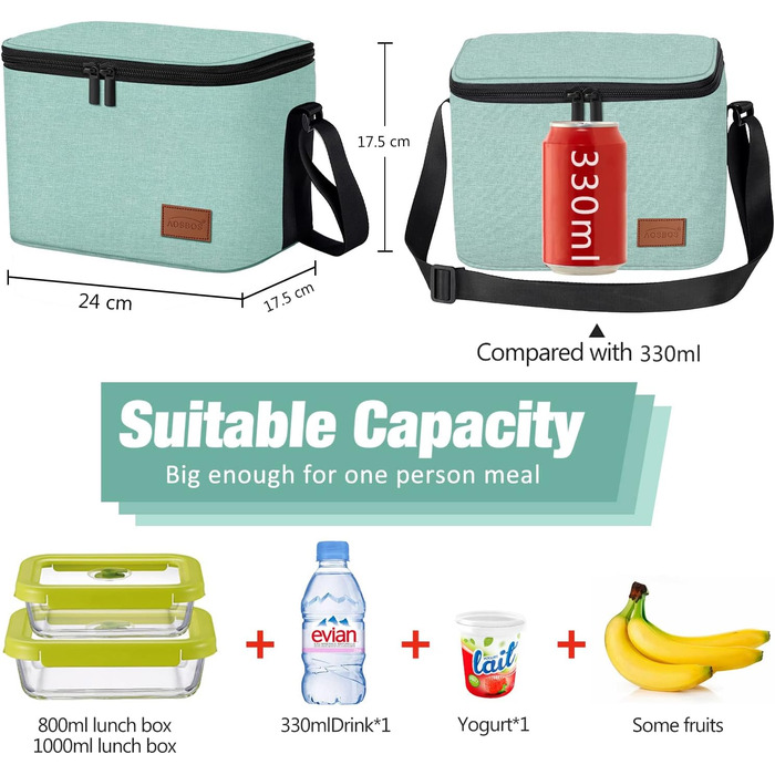 Зручна термосумка-ланчбокс для їжі: компактна, легка, водонепроникна, зелена
