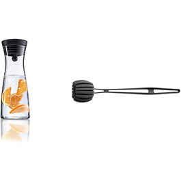 WMF Basic Water Carafe 0.75l Height 23.7cm Glass Carafe Carafe CloseUp-Closure black Glass Cromargan stainless steel rust-free & Cleaning brush plastic Length 41cm dishwasher-safe