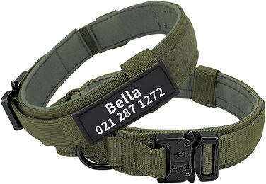 Тактичне нашийник для собак середніх та великих порід, персоналізований з іменем та номером телефону (Стиль A)