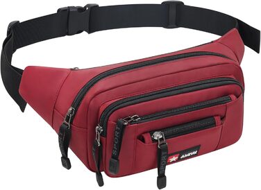 Водонепроникна поясна сумка-бананка для жінок та чоловіків, універсальна, на блискавці. Підходить для подорожей, походів та активного відпочинку на природі (червона)