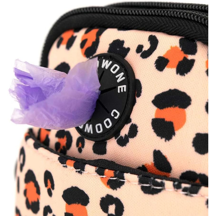 Сумка для ласощів для собак COOWONE з тримачем для відходів, поясна сумка для собак, сумка для цуценят для прогулянок, тренувань, біла/рожева Leopard 2.0