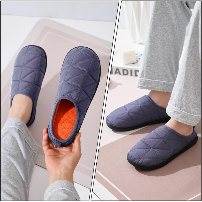 Тапочки домашні жіночі/чоловічі зимові теплі, плюшеві, м'які, зручні з memory foam, антиковзні, двоколірні, для дому та вулиці (38/39 EU, сірі)