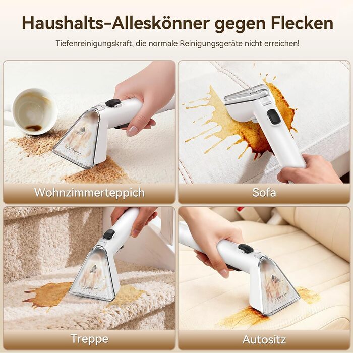 Пароочисник Uwant Y100 3-в-1 для диванів, килимів та авто. Потужність 1750W, 18KPA, з самоочищенням та 7 насадками. Гарантія 2 роки.