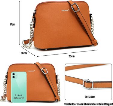 Сумка TANTOMI жіноча через плече: елегантна крос-боді сумка-клатч з ланцюжком, коричнева