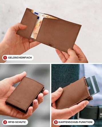 Чоловічий тонкий гаманець-картхолдер SF SCOFIELD Duality Magflip з RFID захистом, магнітним застібкою, на 9-10 карт, колір Vintage Brown - Caramel Brown