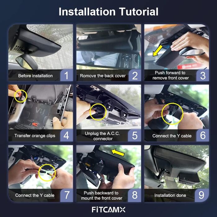 Автомобільний відеореєстратор Fitcamx 4K для Toyota Corolla Hybrid Hatchback 2023-2026 (LE, SE, XLE, XSE), OEM стиль, WiFi, G-сенсор, нічна зйомка, WDR, Plug&Play, з карткою пам'яті 64GB