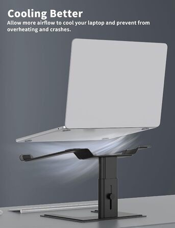 Підставка для ноутбука ALASHI, регульована висота, ергономічна, металева, чорна (10-15.6 дюймів)