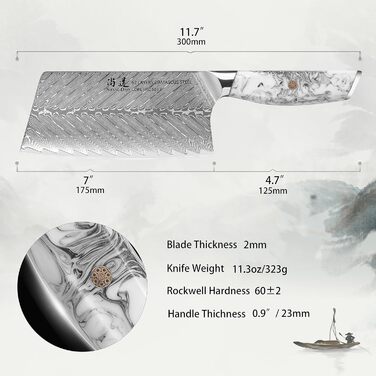 Японський ніж SHANGDAO Kiritsuke 20 см з 67 шарів сталі, ніж для м'яса та нарізки, суші-ніж, подарунок для кухні