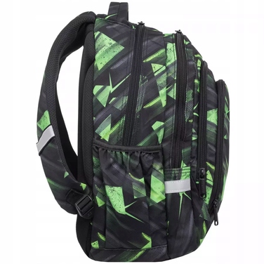 Багатовідсіковий шкільний рюкзак CoolPack, чорний з зеленим, 28 л