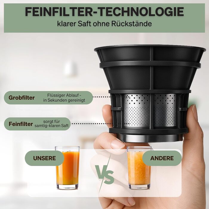 Шнекова соковижималка Entsafter Slow Juicer 250 Вт, XXL завантажувальний отвір 130 мм, без BPA, чорна