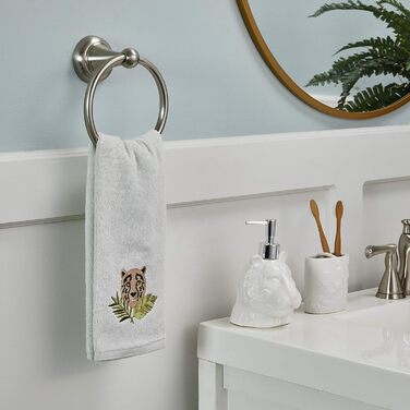 SKL Home Vern Yip Jungle Cats Toothbrush Holder, Ceramic, White