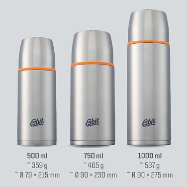 Термос Esbit Classic з нержавіючої сталі 750 мл - термос-термокружка з 2 чашками, срібний, з нержавіючої сталі, витримує гаряче та холодне, витікання виключено