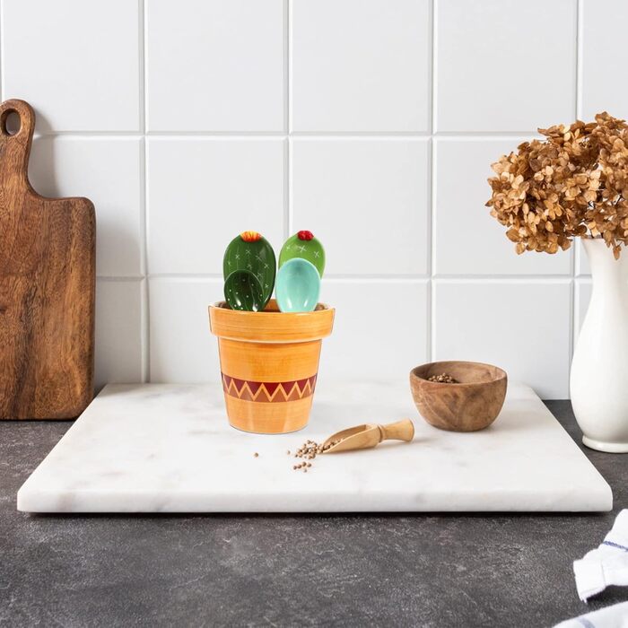 Zerodeko 1 Cactus Measuring Spoon Cactus Measuring Cacti with Holder Coffee Measuring Measuring Cup Gifts Baking Measuring Spoons For The Kitchen Salt Spoon Milk Small Tools Ceramic Coffee Powder