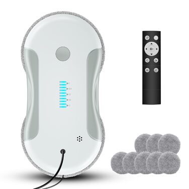Робот для миття вікон Dual Spray, автоматичний, 5800Pa, з резервуаром 80 мл, для внутрішніх та зовнішніх вікон, сіро-білий