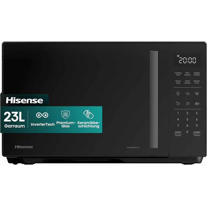 Мікрохвильова піч Hisense H20MOBS4HI 23 л з InverterTech, керамічним покриттям та цифровим керуванням