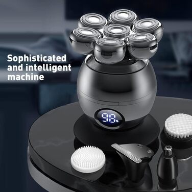 Електричний гострострумний апарат для гоління чоловічий 6-в-1 з LED дисплеєм, IPX6 водонепроникний, бездротовий, з індикатором заряду батареї