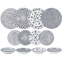 Сервіз столовий IBILI Armonia чорний, 12 предметів, порцелянові тарілки на 4 особи