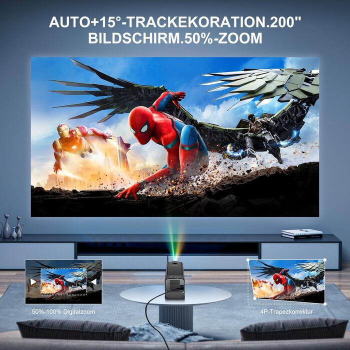 Проектор Sala320max P92Max: 4K, 1080P, WiFi, Bluetooth 5.2, Android 13, Netflix, YouTube, Prime Video, Автофокус