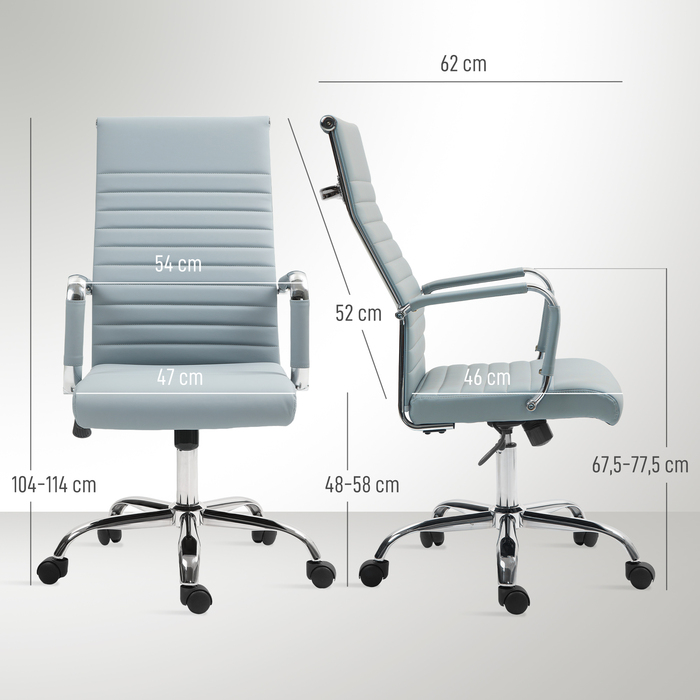 Vinsetto Ergonomic Office Chair with Rocking Function, Height-Adjustable Swivel Chair with Armrest, Faux Leather Computer Chair, Light Grey | Aosom