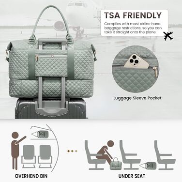Спортивна дорожня сумка LOVEVOOK для жінок, велика, на вихідні, Travel Duffle Bag з культуробегу та відділенням для взуття, водонепроникна, для подорожей, спортзалу, кемпінгу, пологів (M-2шт, сірий, зелений)