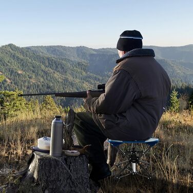 Складний туристичний стілець COSTWAY, 360° обертання, антиковзні ніжки, сумка, вантажопідйомність до 150 кг, для кемпінгу, риболовлі, полювання (Блакитний)