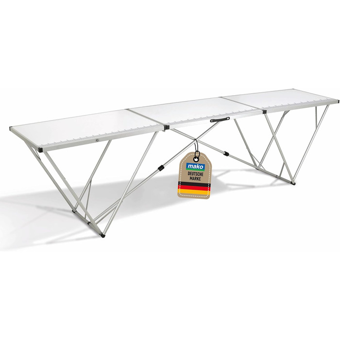 Складний алюмінієвий стіл для кемпінгу з 4 табуретами - 298x60x78 см, стільниця MDF 5 мм, регульована висота, легкий, антикорозійний