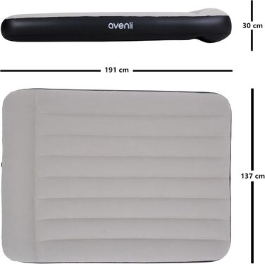 Надувний матрац-ліжко AVENLI для 2 осіб, 191x137x30 см з інтегрованою помпою, з флаоковою поверхнею, для кемпінгу та дому