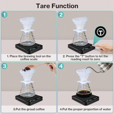 Цифрова кавова вага Cadrim з таймером, 0,1г/3 кг, електронна кухонна вага для еспресо, багатофункціональна вага для продуктів, функція тарування