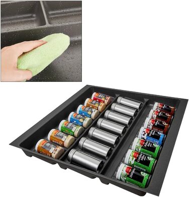 Вставка для спецій ORGA-BOX 3 антрацитова з текстурою Canvas, 473x491 мм, для шухляд 60 см (Nobilia, після 08.2012)