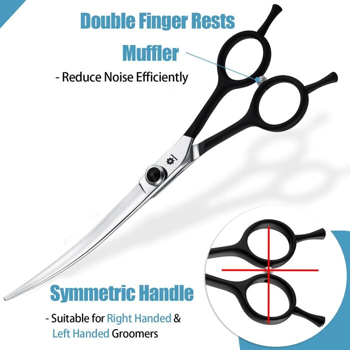 Ножиці для собак Dream Reach 6,5 дюйма, професійні, з нержавіючої сталі 440C, вигнуті, у подарунковій коробці, для грумінгу собак та котів