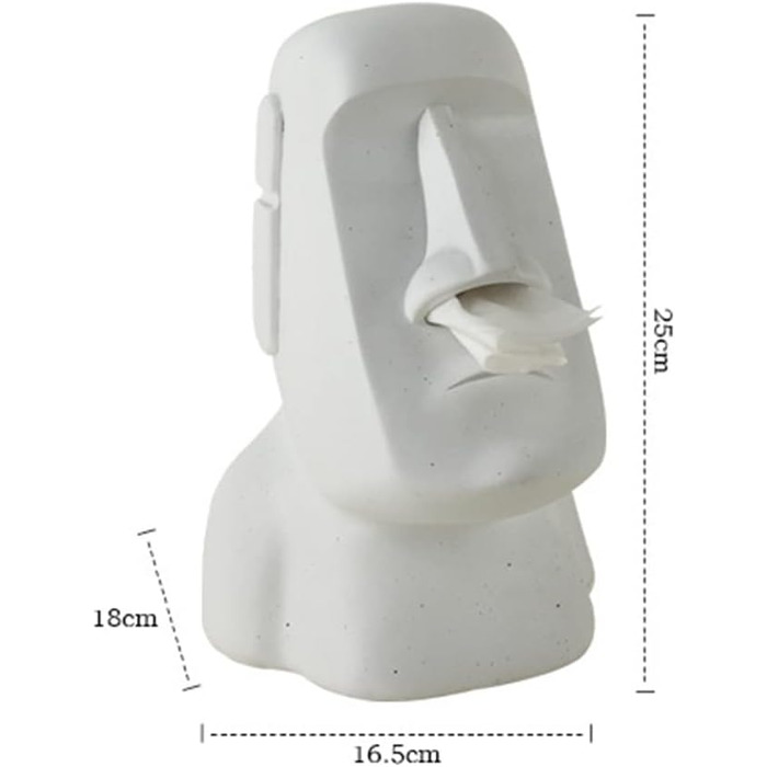 BIOSA Moai Tissue Box, Easter Island Tissue Box, Moai Cosmetic Tissue Box for Kitchen Bathroom Bedroom - 25x16.5x18cm