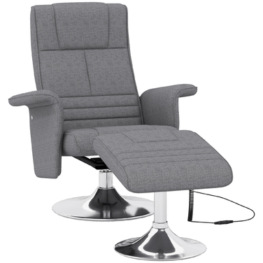 HOMCOM Electric Recliner TV Chair with Footrest, Reclining Function, Vibration Massage, Remote Control, Linen-Look Dark Grey