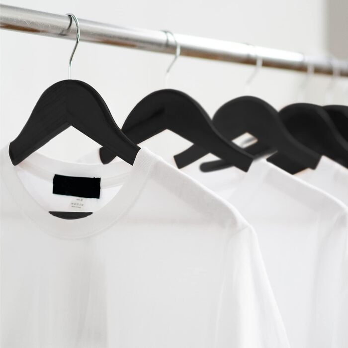 Плечики для одягу KEPLIN Starker з натурального дерева (30 шт.) з поворотним гачком 360° та перекладиною для штанів. Підходять для пальто, жакети, костюми. Економія місця в шафі. Чорний колір, 20 шт.
