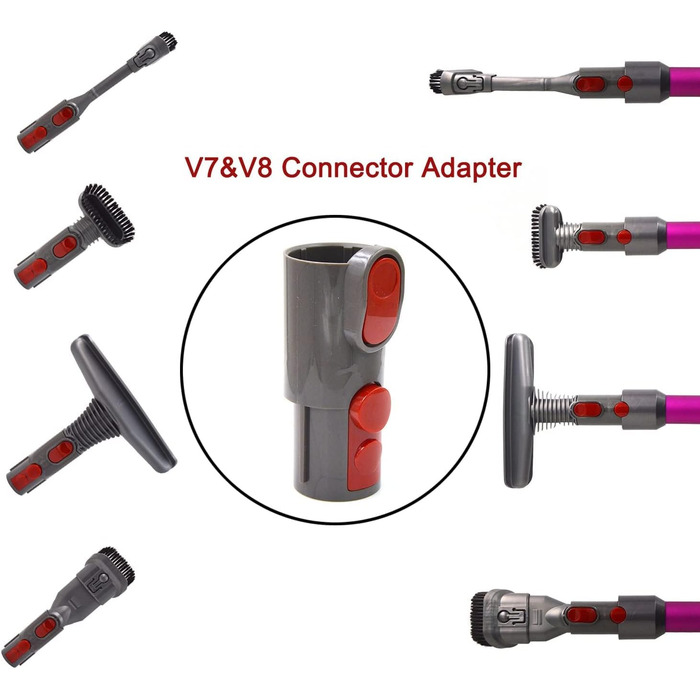 Набір аксесуарів для пилососів Dyson V8, V7, V10, V6, DC19, DC29, DC34, DC33, DC35, DC62: шланг, щітки, насадки (6 в 1)