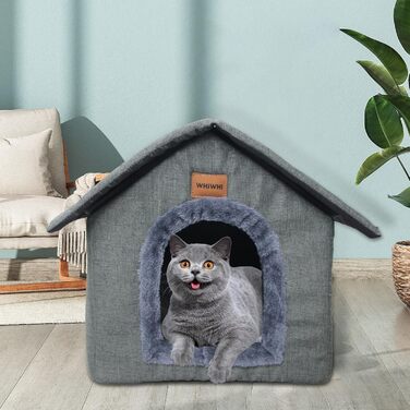 Будка для собак та котів з м'яким знімним подушкою, 40x35x40 см, темно-сірий